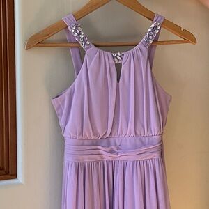 Rare Editions Lilac Sleeveless Dress with Crystal-Strap Detail